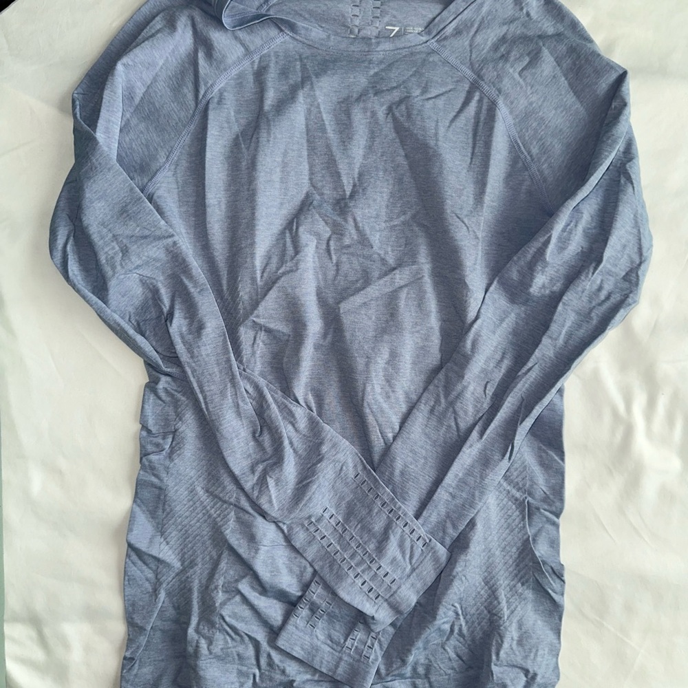 Womens Blue Long Sleeve Workout Shirt